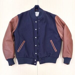 Golden Bear Varsity Jacket in Navy/Espresso
